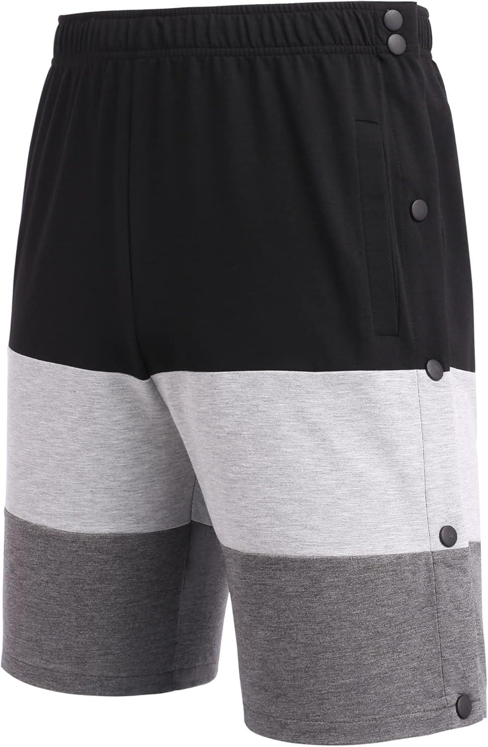 Deyeek Mens Tear Away Shorts Post Surgery Recovery Side Snap Shorts Color Block Cotton Break Away Pants with Pockets - Image 5