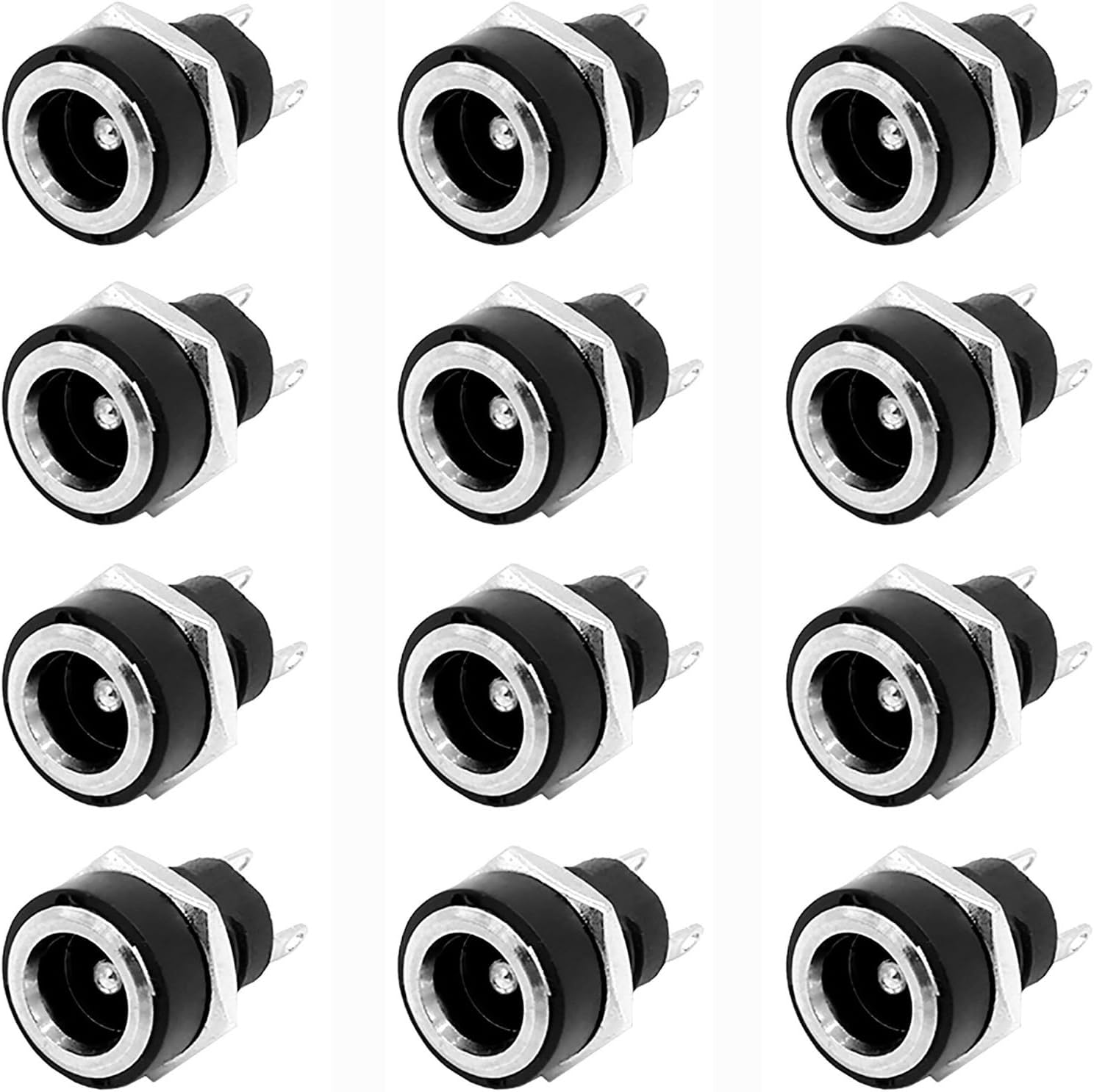 12 Pieces 5.5mmx2.1mm 2 Pins DC Power Jack Female Panel Mounting Connector Socket