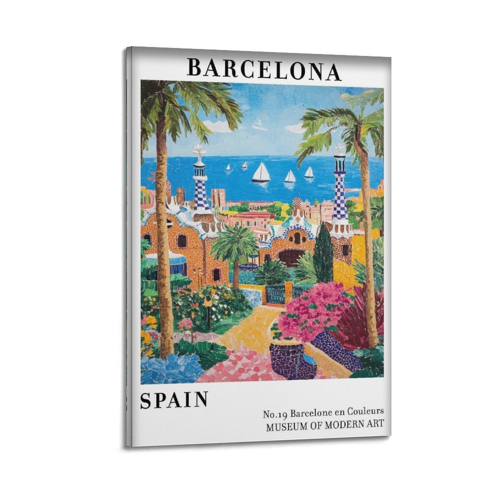 xiaoxiaoshen Barcelona Spain Travel Landscape Catalonia Scenic Canvas Poster Wall Art Prints Room Aesthetic Murals Bedroom And Living Decorations 12x18inch(30x45cm)