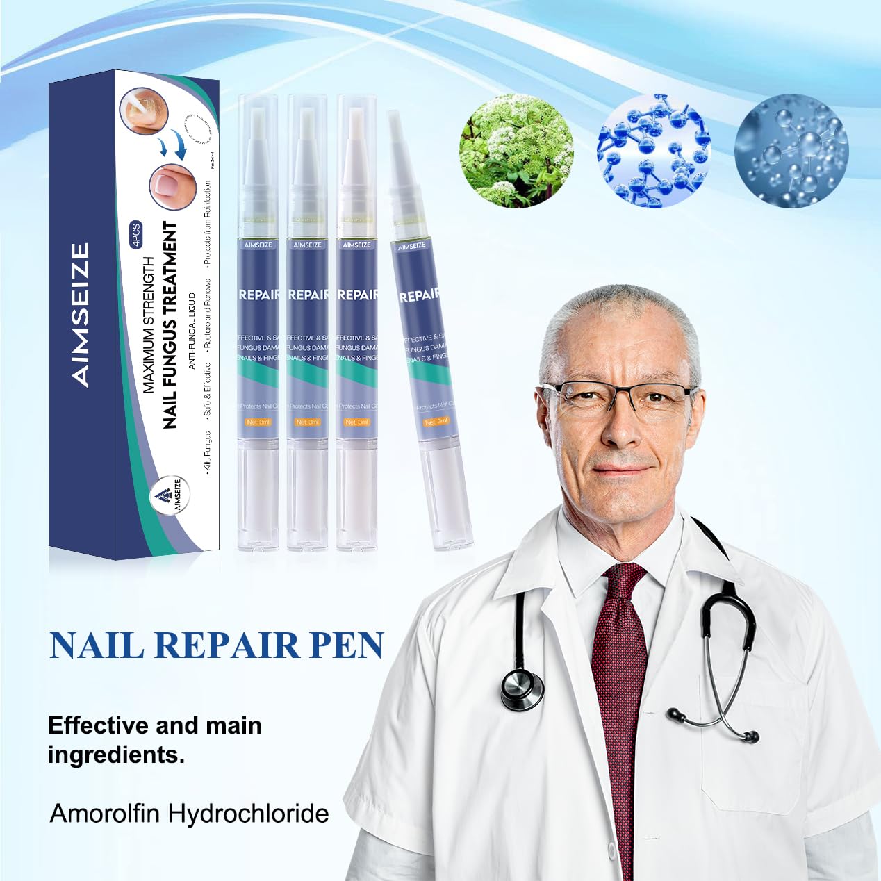 AIMSEIZE Toenail Treatment -Extra Strength Nail Treatment - Nail Repair Pen for Nail Discoloration Nails - 4PCS