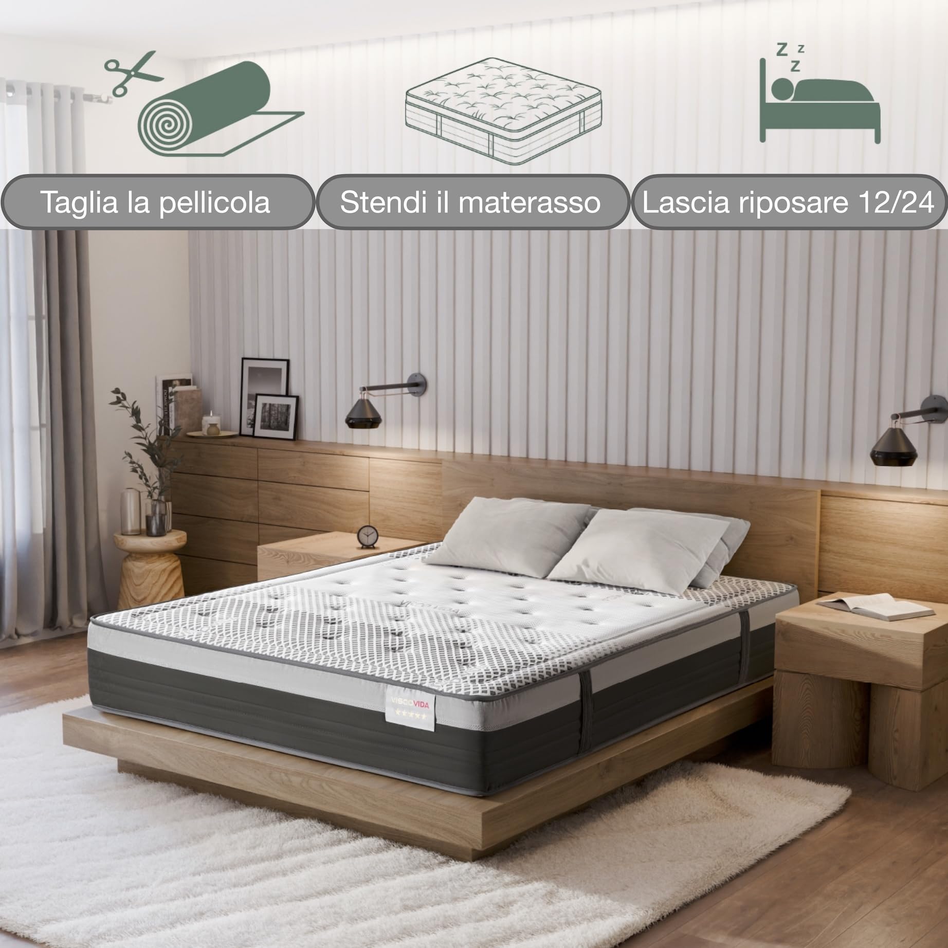 Materasso Matrimoniale 160x200 Memory Foam 27 cm Ergonomico e Ortopedico, Alta Densità HR, Fermo e Traspirante, Antibatterico e Ipoallergenico – Certificato Oeko-Tex – Ideale per Dolori alla Schiena