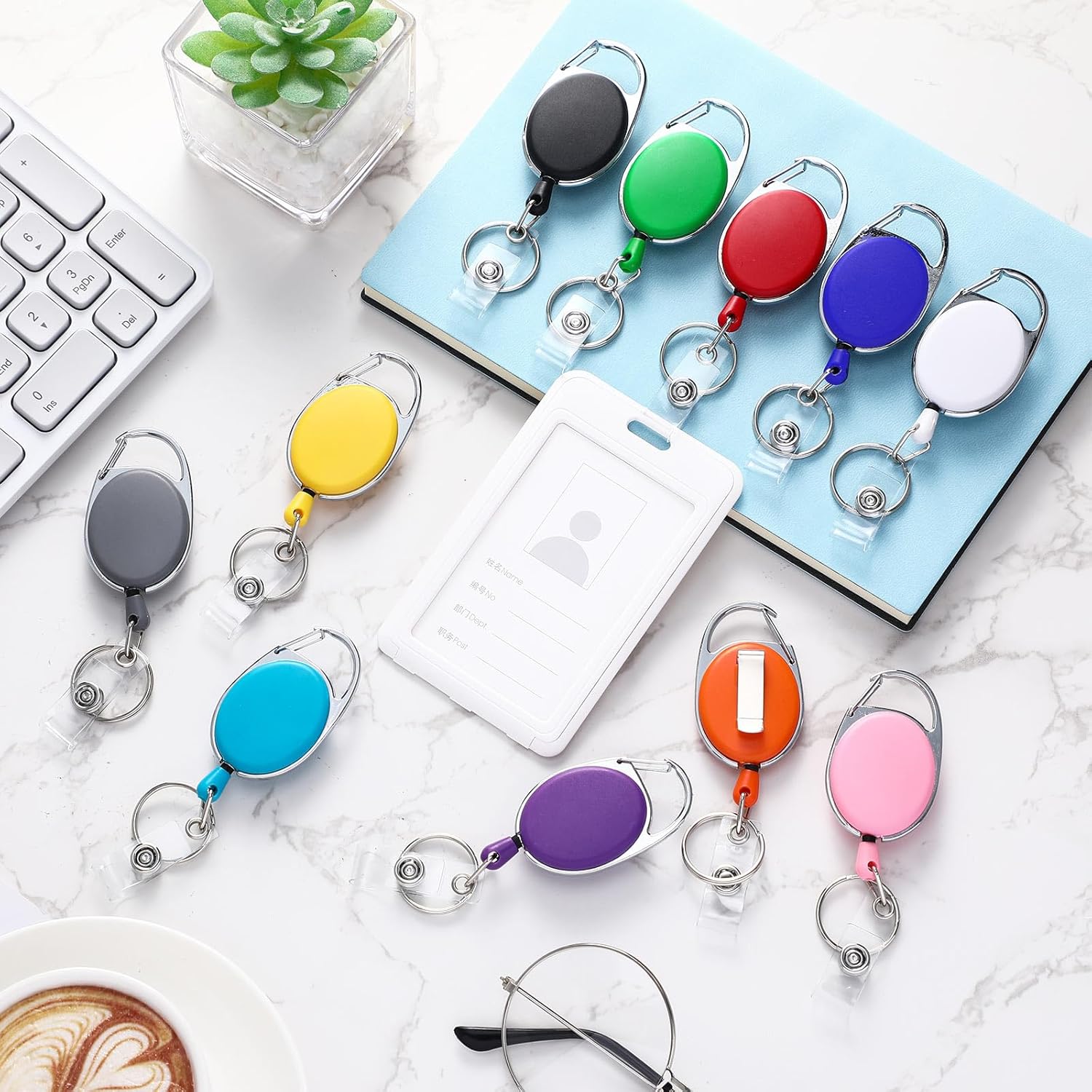 Yaomiao 100 Pack Retractable Badge Holder Reel with Clips Heavy Duty ID Card Holder Reels Bulk with Key Ring for Office Worker Doctor Nurse Employee School Students (Mixed Colors)