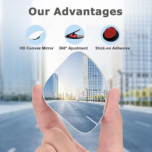 Miniatura 5 de Espejo retrovisor convexo ajustable 360 de vidrio HD, sin marco, para automóviles, camiones y SUV, con forma de ventilador de 2 pulgadas, 2 unidades