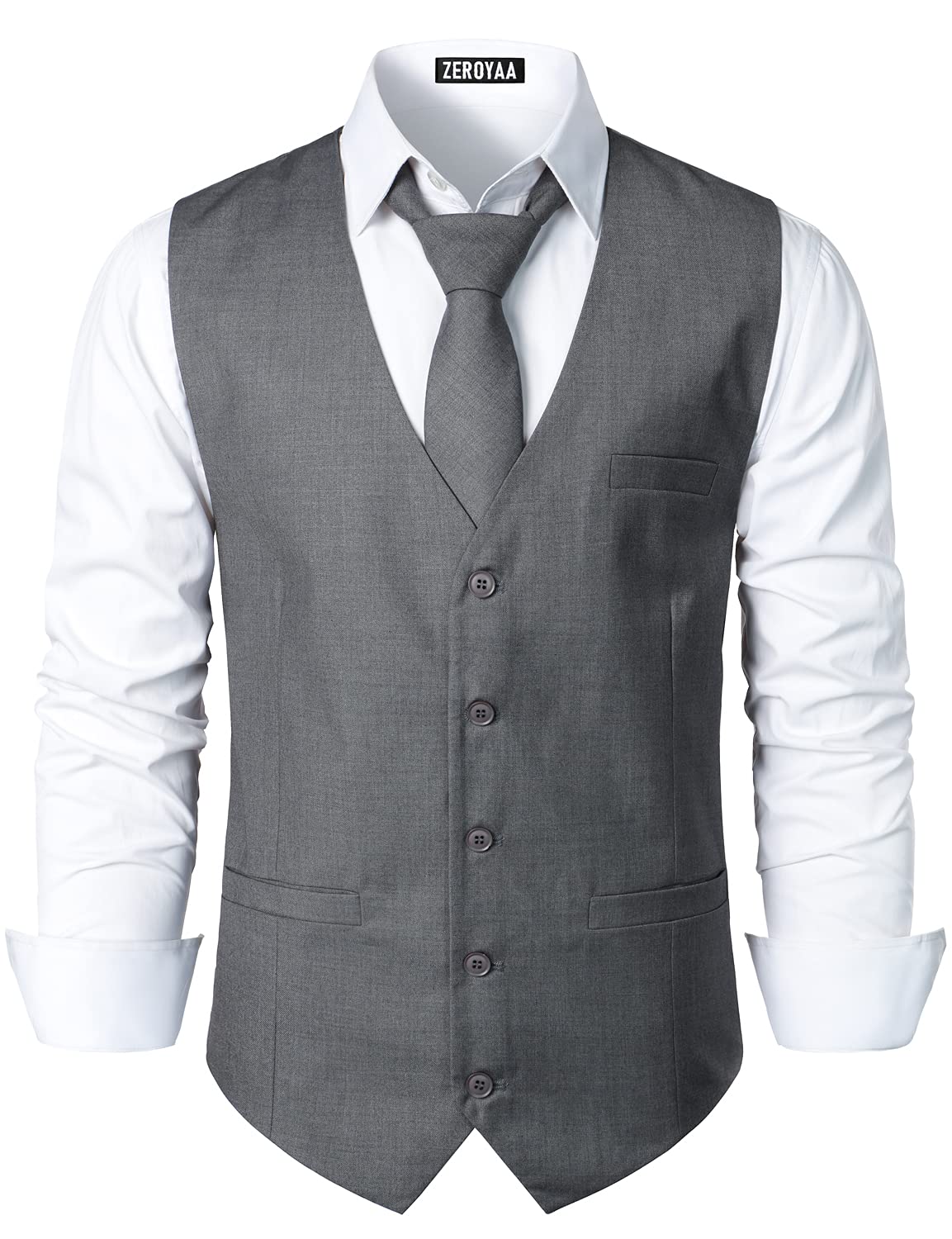 ZEROYAA Men's Urban Design Business Formal Dress Vest