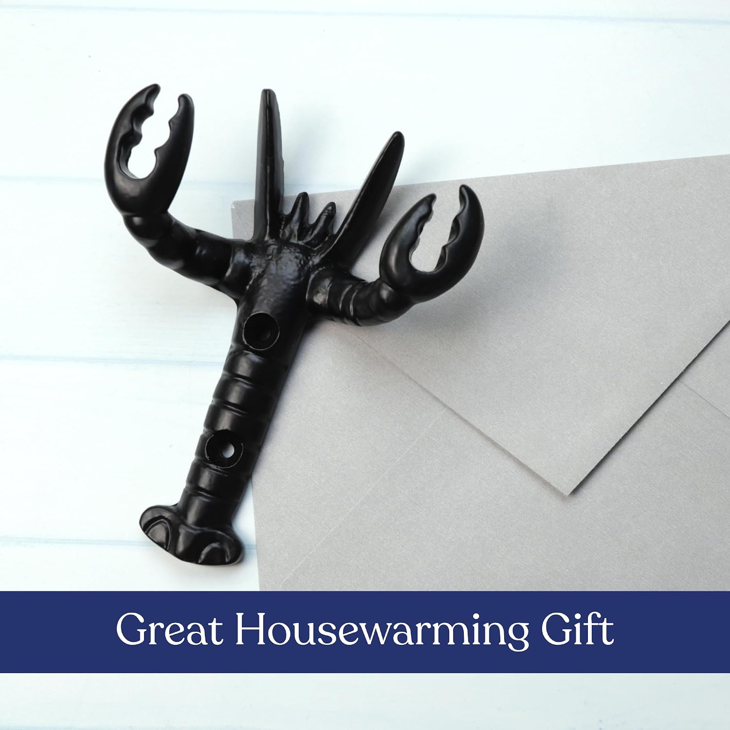 Lobster Wall Hook, Black Cast Iron Decorative Key Holder, 5.25 Inches