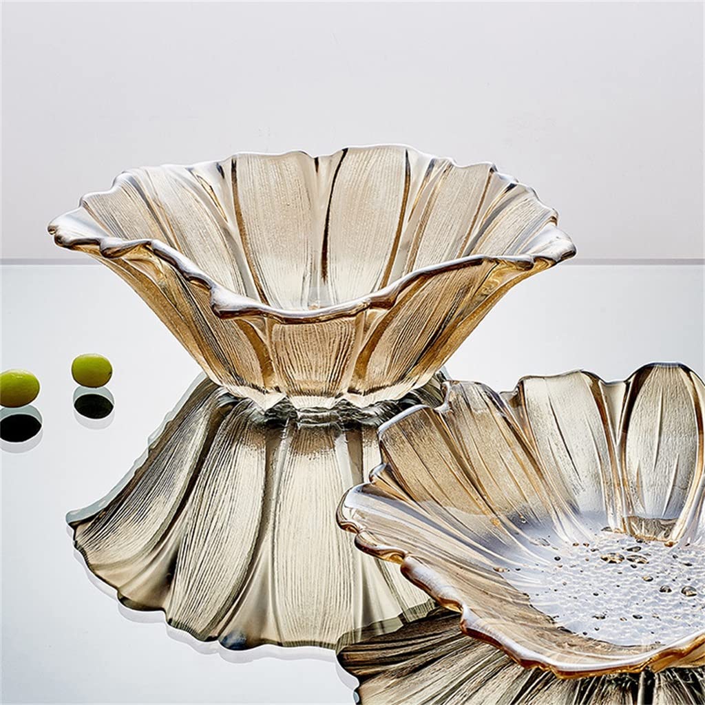 Plateau de fruits en verre moderne Plateau de rangement pour noix de fruits secs Assiette à salade Creative Home Desktop Snack Conteneurs de stockage de bonbons Décoration (Couleur : A, taille : comm