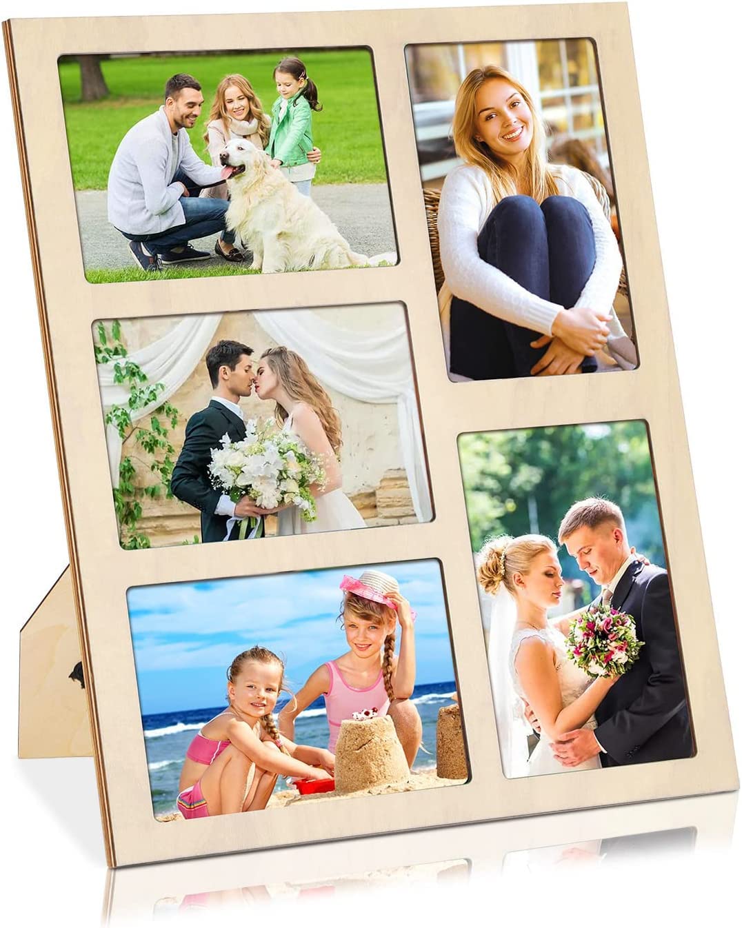 ZEEYUAN Picture Frame 10 x 15 cm for 5 Photos Made of Wooden Photo Frame for Standing and Hanging for Family, Wedding, Girls, Boys, Friends