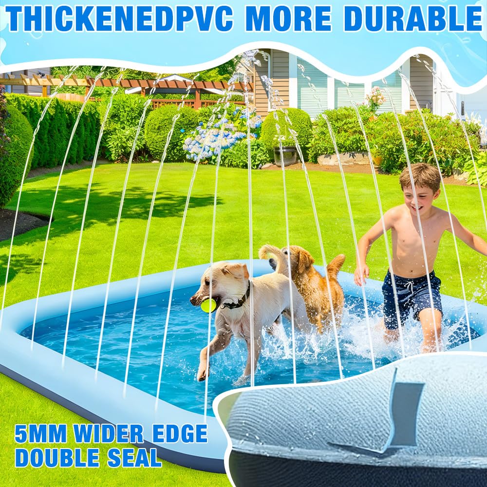 Wasserspielzeug Kinder Outdoor Spiele mit Antirutschfunktion, 200cm Splash Pad für Kinder, Wassersprinkler Kinder Splash Pad, Gartenspielzeug Kind Sprinkler (Quadratisch 200cm)
