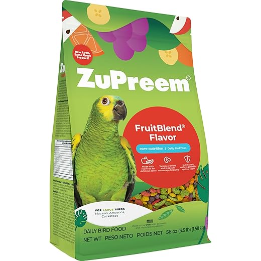 ZuPreem FruitBlend Flavor Pellets Bird Food for Very Small Birds, 2 lb - Daily Blend Made in USA for Canaries, Finches