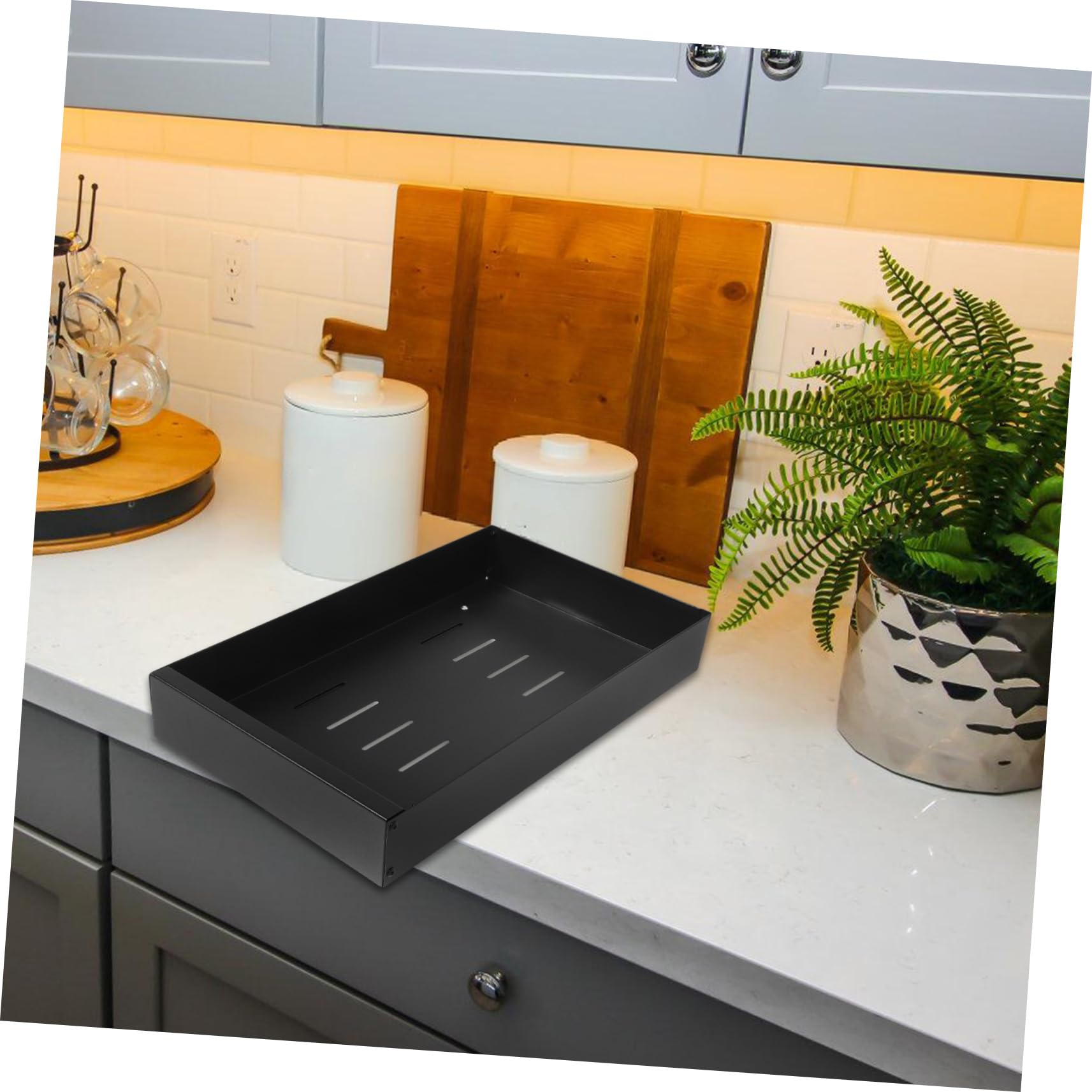 PRETYZOOM Cesta Extraíble para Platos de Acero al Carbono Negra | Divisor Ajustable, Drenaje Integrado, Organización de Cocina para Vajilla y Utensilios