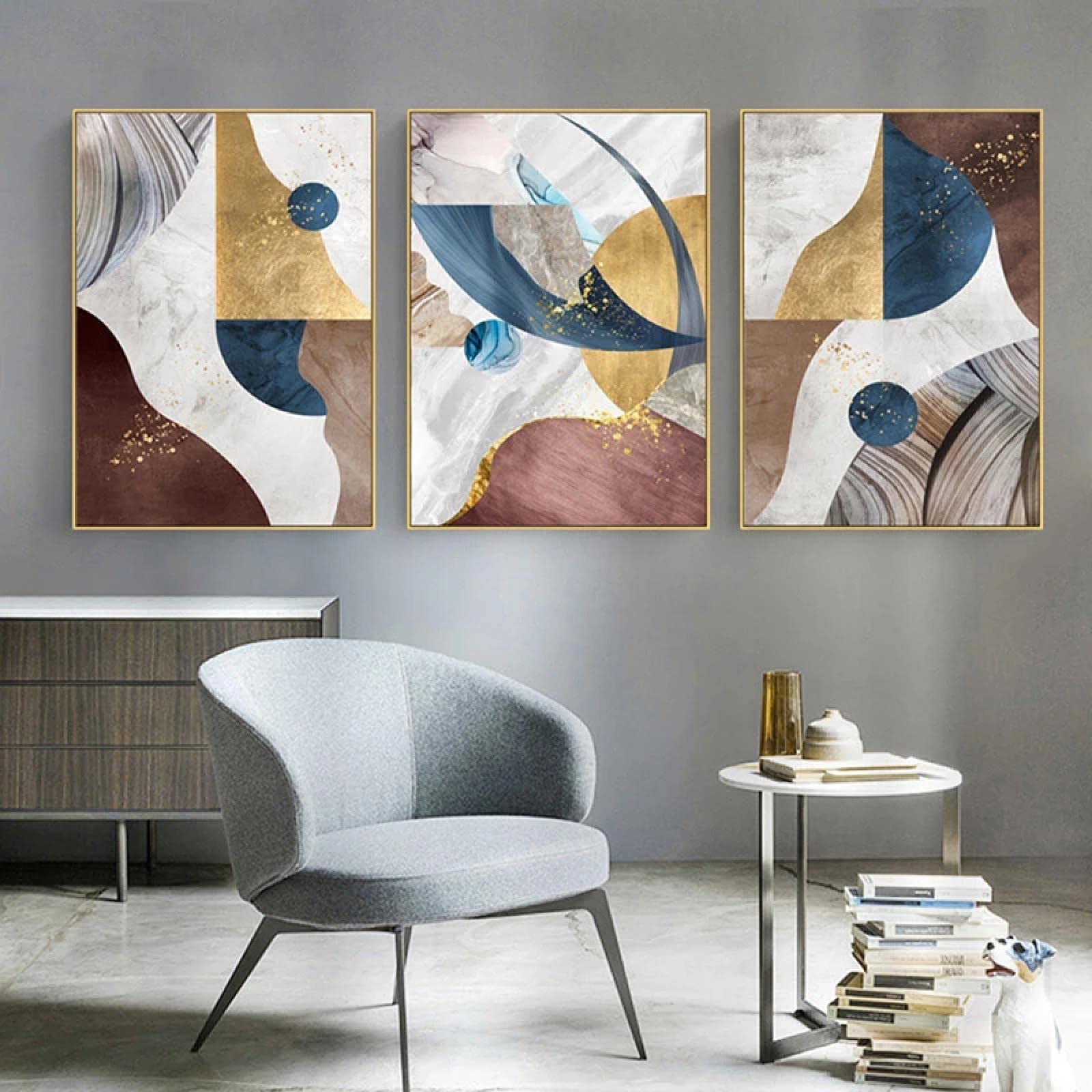 Peintures affiches marbre or géométrique dsdsgog impression sur toile - 8