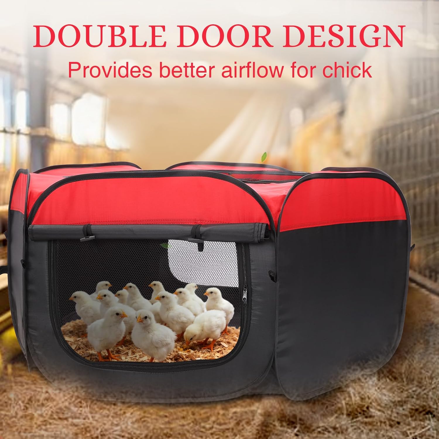 Chicken Brooder Box for Chick Starter Kit, 6-in-1 Complete Set with 10x10in Heating Plate, Chick Feeder, Waterer, Perch, Turf Mat & Pop-Up Playpen for Ducklings, Quail & Poultry