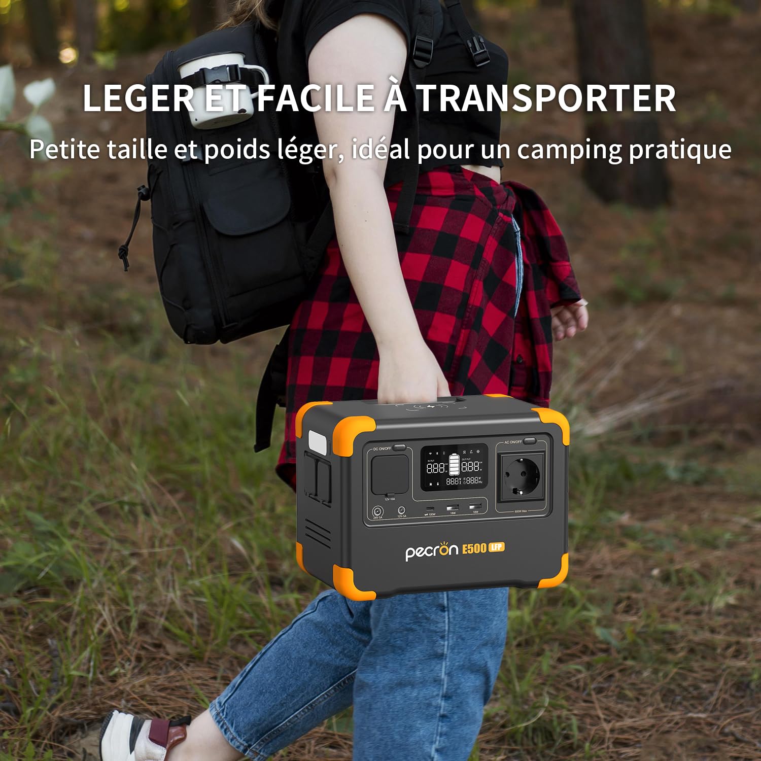 Station électrique portable PECRON E500LFP, Générateur solaire 600W/576Wh, Batterie de secours LiFePO4, Charge rapide pour usage domestique, camping-car, camping, PPC, urgences