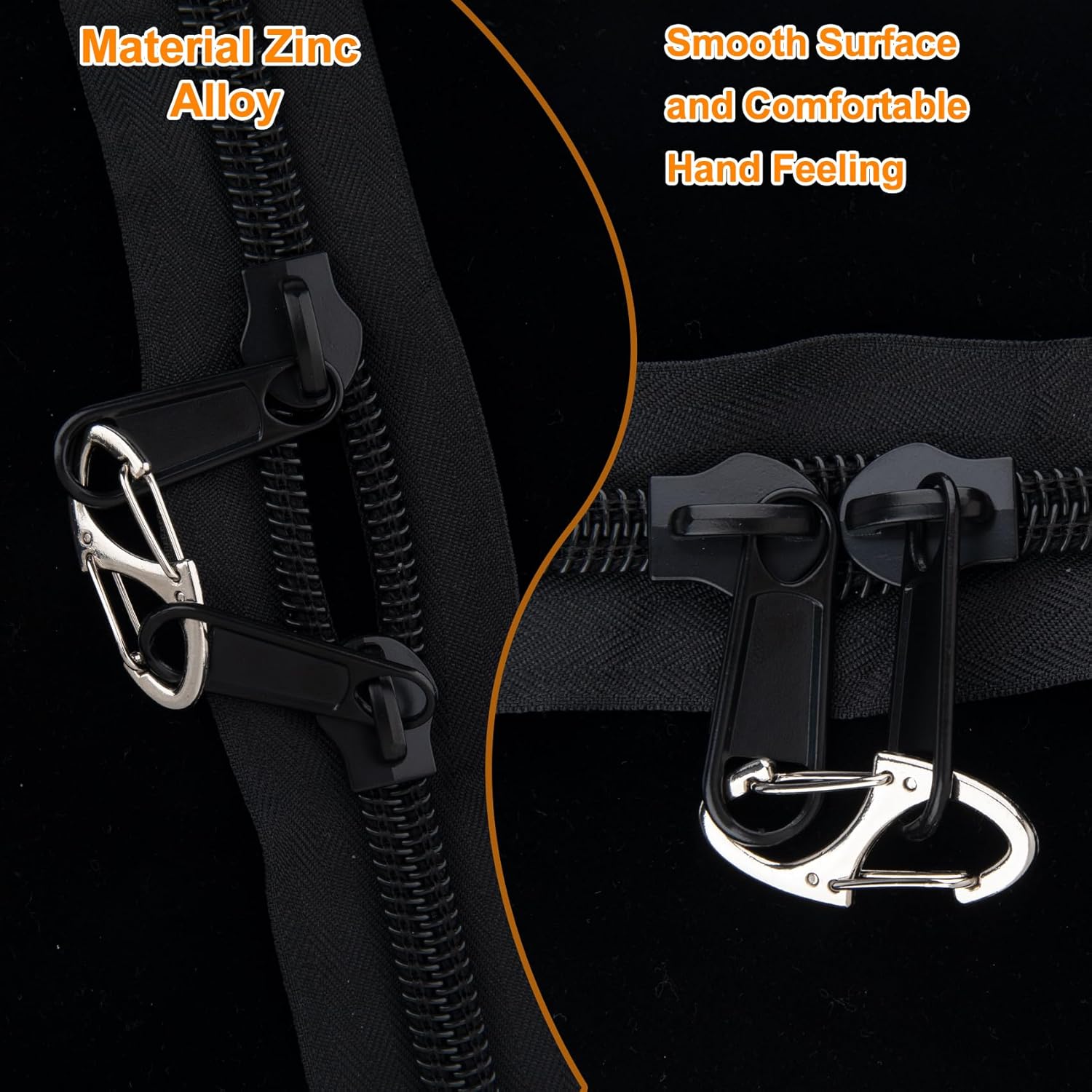 Condition photo showing New/Like New for 8pcs zipper anti theft clips, zinc alloy s zipper pull locks, mini dual spring snap hook for outdoor camping hiking fishing traveling suitcase luggage backpacks- black & silver black&silver, 8pcs