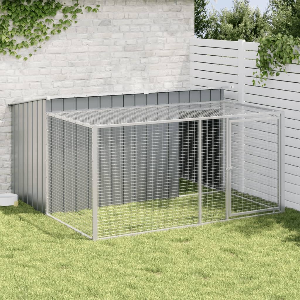 vidaXL Niche pour Chien avec enclos Anthracite 197 x 194 x 110 cm Acier galvanisé