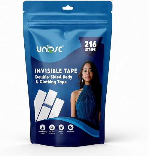 UNIDSC Invisible Double-Sided Lingerie Tape for Women | Strong Body & Clothing Adhesive | Hypoallergenic Waterproof Fashio...