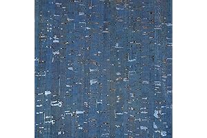 Crafted with Portuguese Cork, this Blue and Gold Cork Fabric Enchants with Its Bold Design