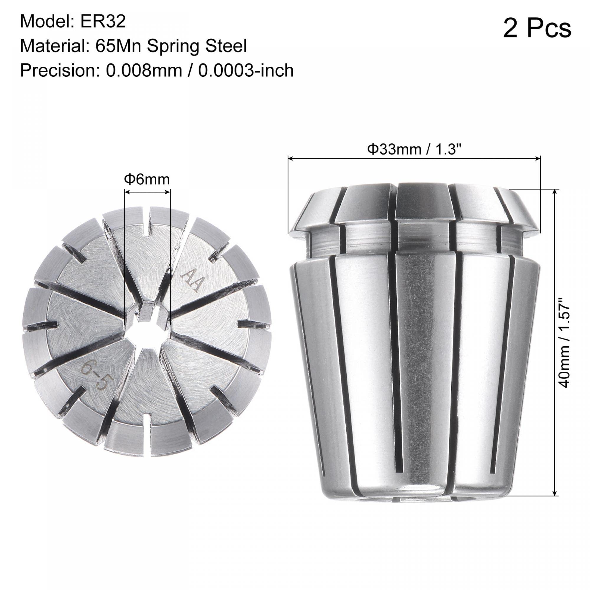 Sourcing Map Lot De 2 Colliers De Serrage ER32 - Mandrin 6 Mm Pour Machine Gravure CNC