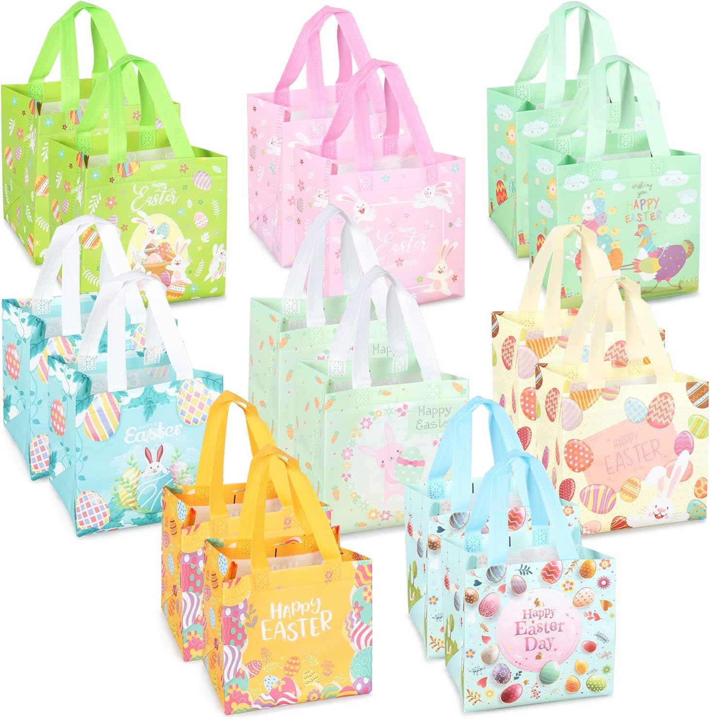 Lot De 12 Sacs De Chasse Aux œufs De Pâques, Tailles Assorties