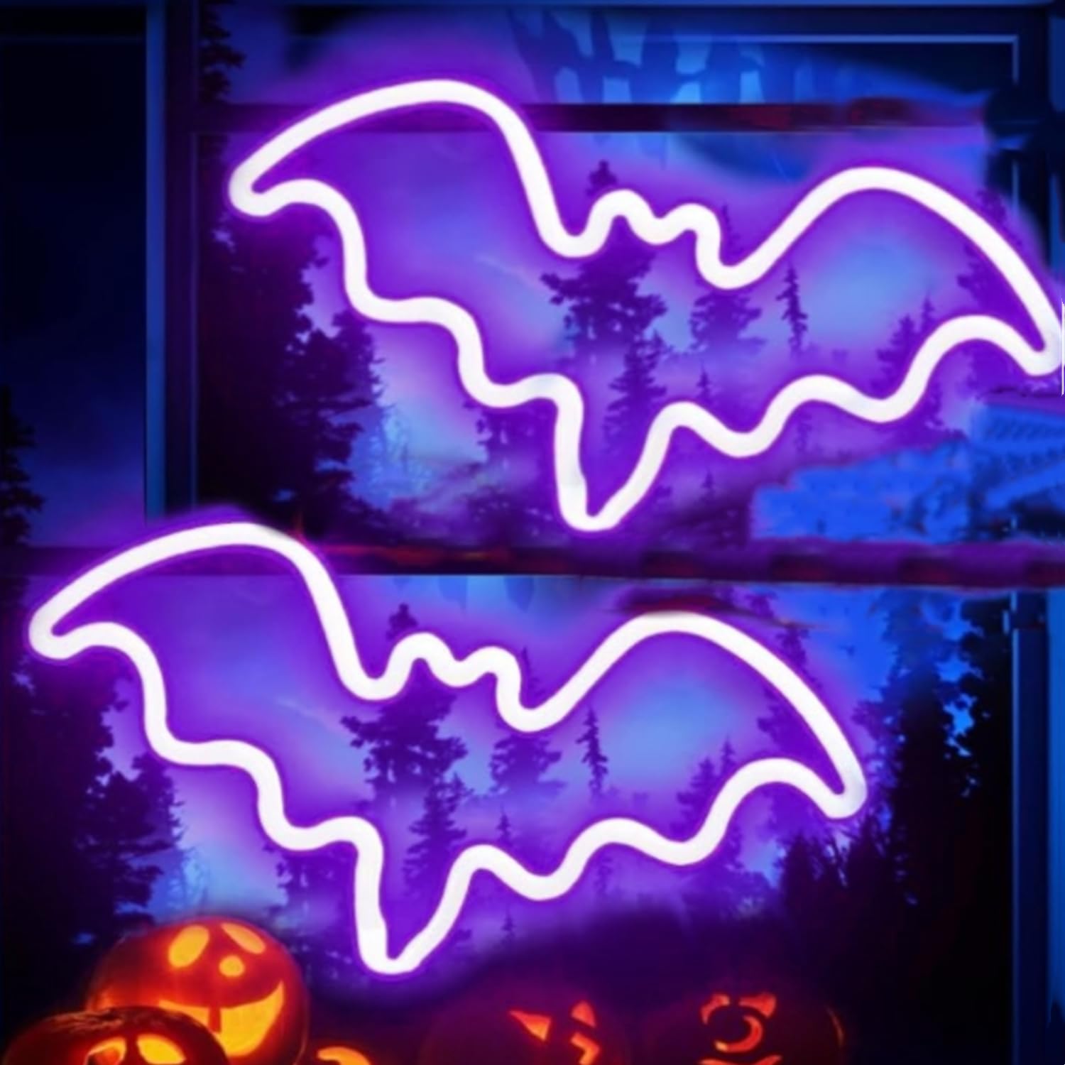 Bat Halloween Neon Signs for Bedroom Bedside Dorm Wall Decor,Neon Light up Halloween Decor LED Night Lights Table Ornaments for Christmas Party,