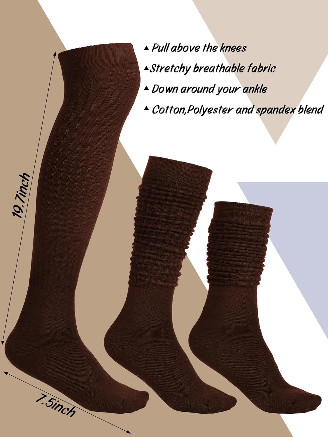 Bencailor 6 Pairs Women Slouch Socks Cotton Scrunch Stacked Knee Boot Socks for Women Men 80s 90s (5-10,Cozy Colors) - Image 4