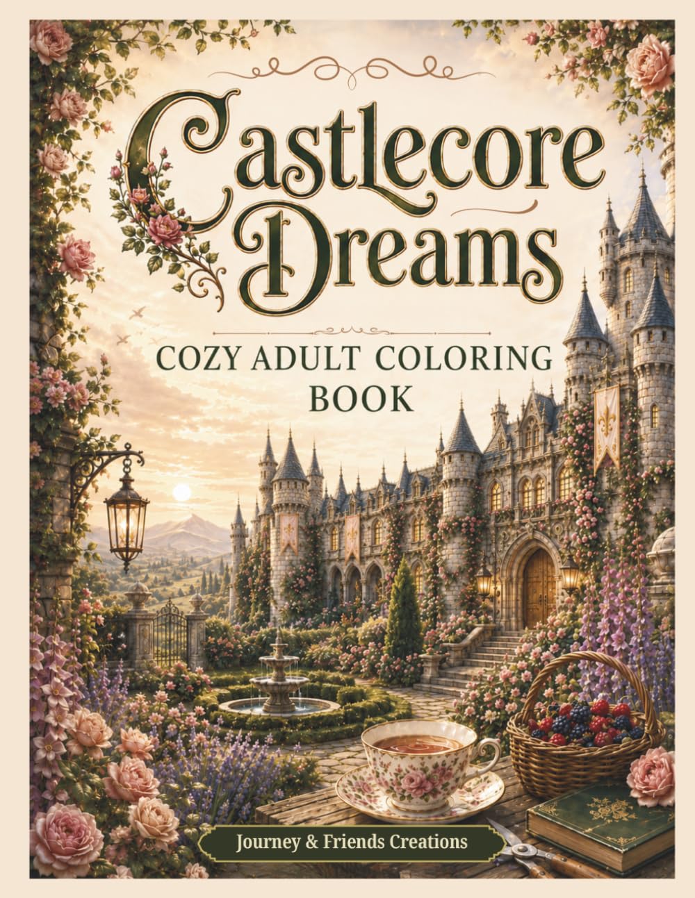 Castlecore Dreams Cozy Adult Coloring Book with Full-Color Reference Pages: Castle Fantasy Intricately Detailed Advanced Cottagecore Hygge Coloring Book