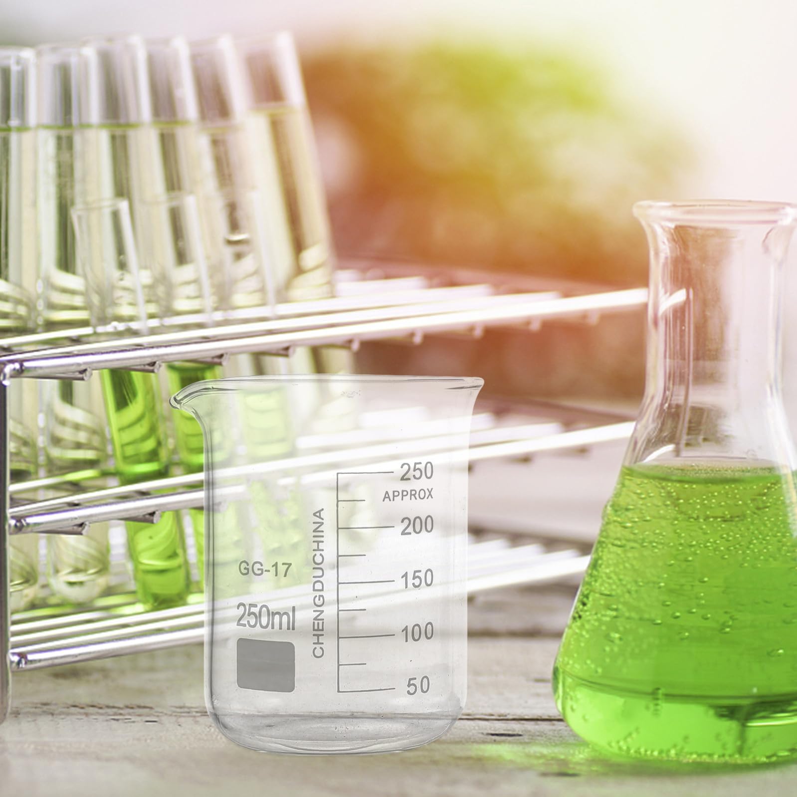 Cabilock 9piezas Cristalería Para Laboratorio Incluye Vaso Medidor Graduado Matraz Erlenmeyer y Probetas Para Experimentos Científicos Casa o Escuela