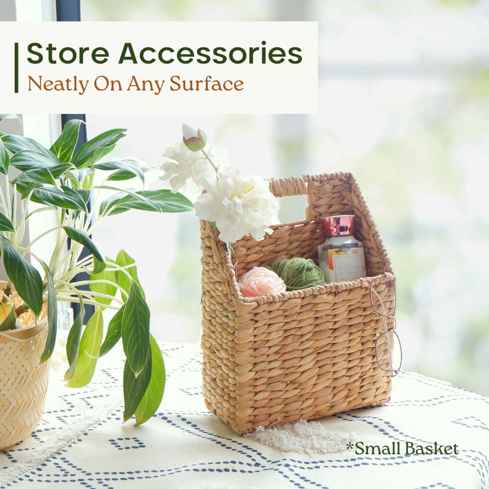 CHI AN HOME Set of 2 Wicker Hanging Storage Baskets, Handwoven Wall Baskets for Mail, Files, Books & Accessories, Wall-Mounted Organizer for Entryway, Kitchen, Office, Boho Farmhouse Decor - Image 5