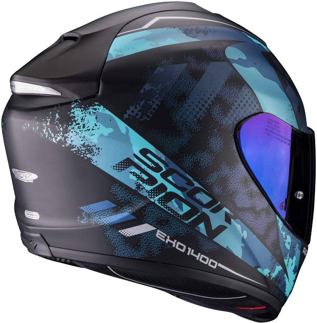 Motorcycle helmets Scorpion EXO-1400 AIR SYLEX Matt Black-Blue, Noir/Bleu, S Automotive