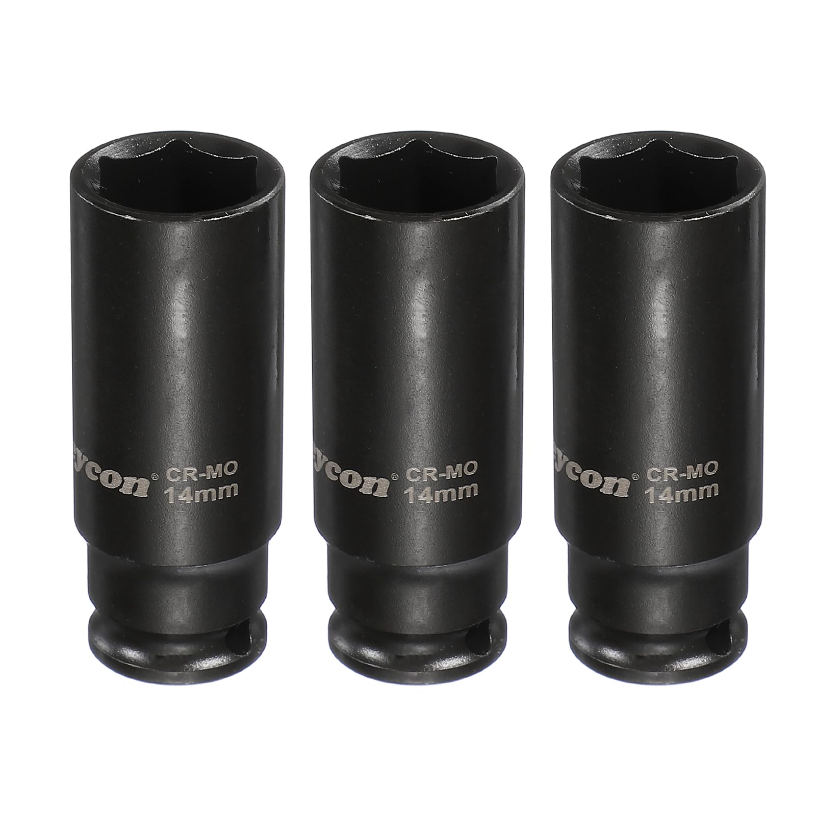 sourcing map 3Pcs 6 Point Deep Impact Socket 1/4 Inch Drive 14mm Metric Standard Socket Cr-Mo Steel Spindle Axle Hex Nut Bolt Sockets for Auto Machine Repair