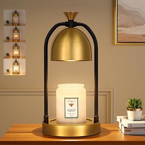 Hong-in Gold Candle Warmer Lamp with Timer-Modern Room Decor Aesthetic