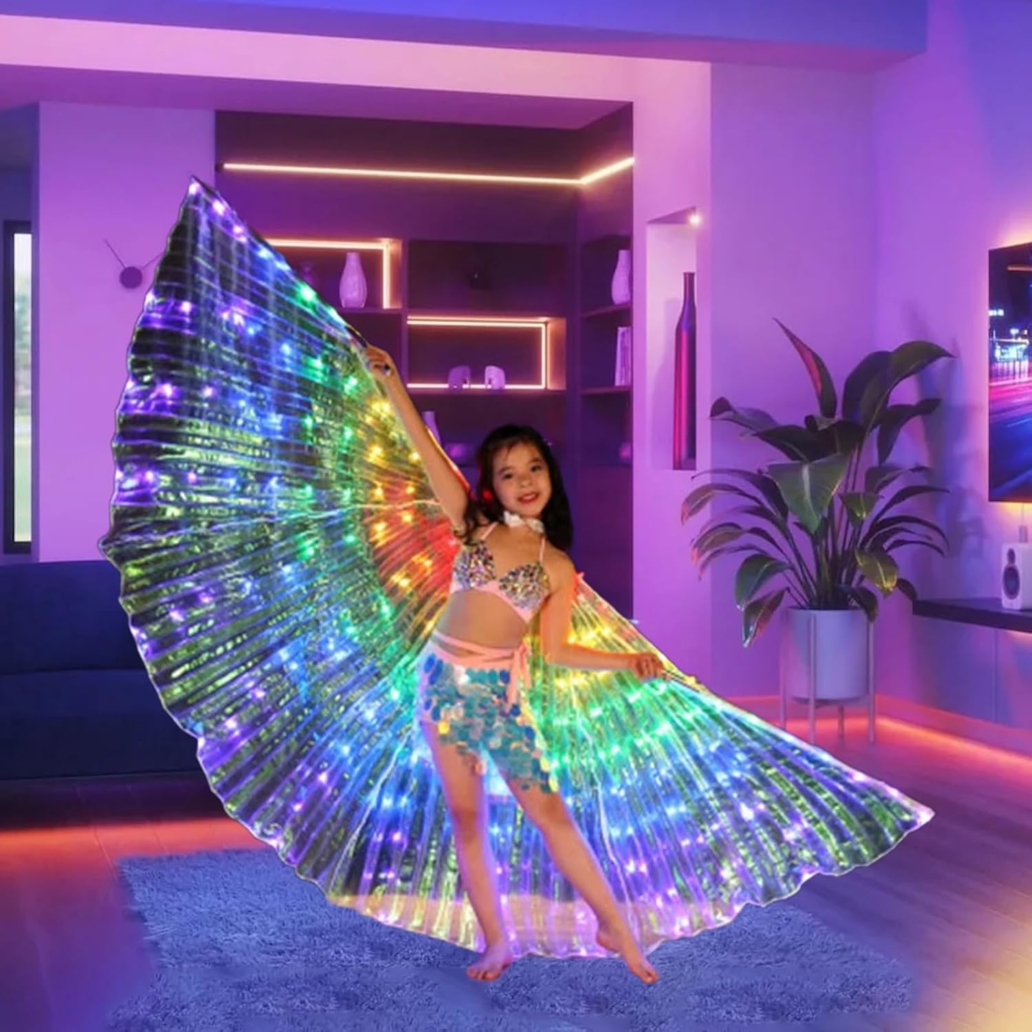 LED Light-Emitting Wings Clothing, Belly Dance Attire, Suitable For Various Festival Performances