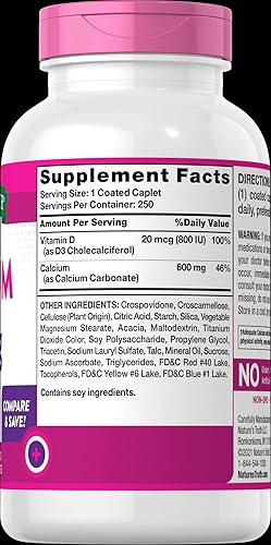 Miniatura 2 de Nature's Truth Calcio 600 mg + suplemento dietético D3 - 250 comprimidos, paquete de 2