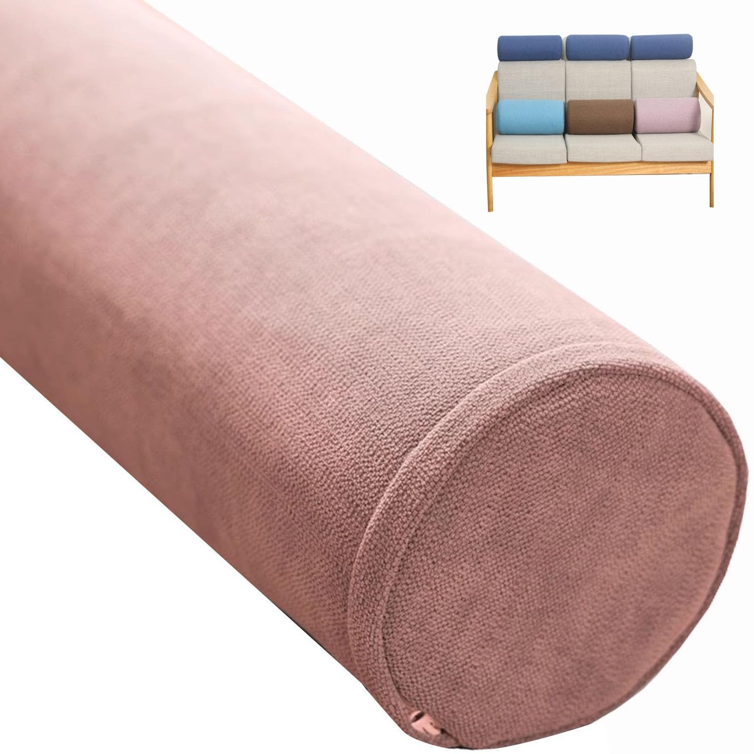 Zylindrisches Yoga-Kissen, lang, Rundhalsausschnitt, für Reisen, Auto, Bett, Stuhl, abnehmbare Schlafhilfe und Komfortkissen (B11, 15 x 120 cm)