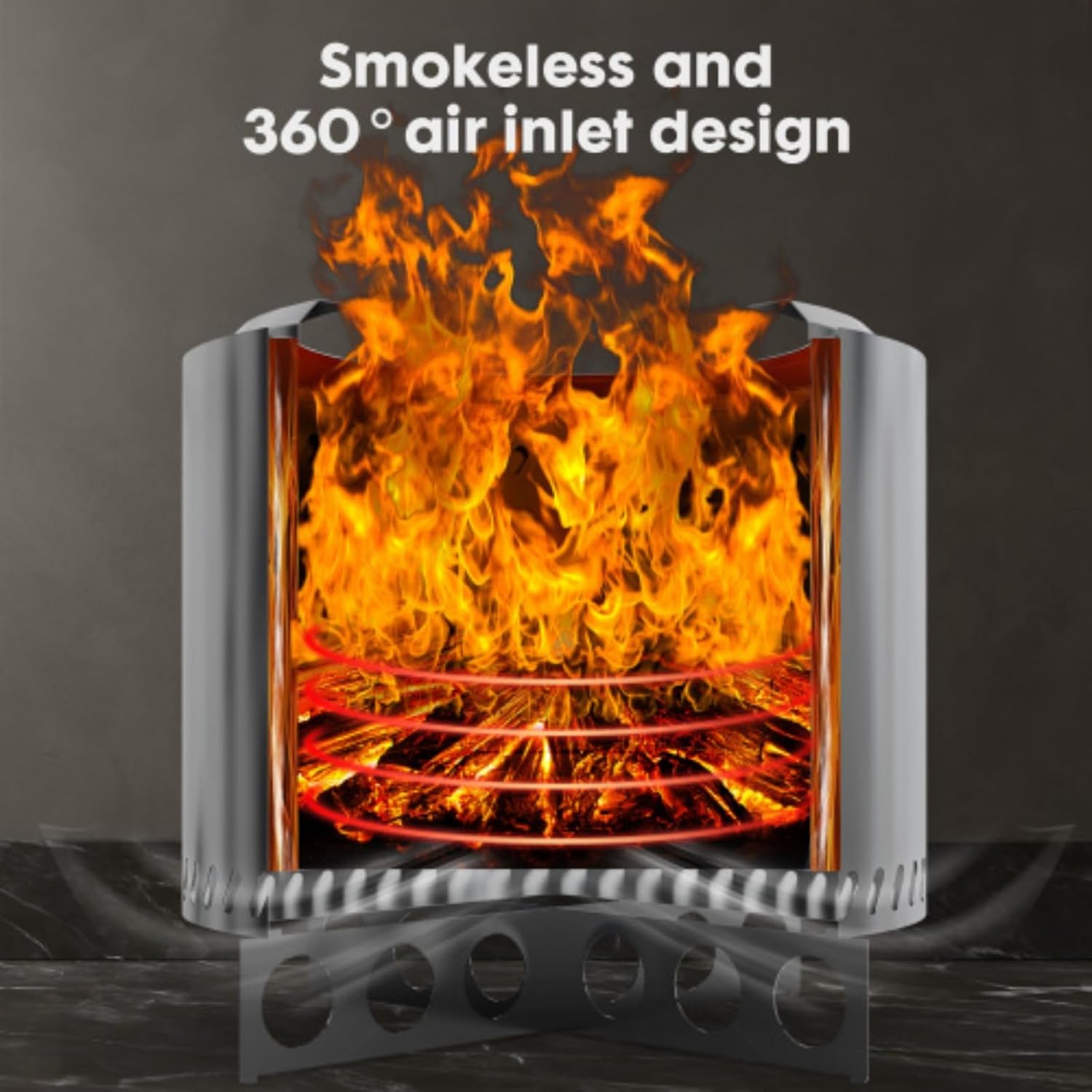 Outdoor Fire Pit, Low Smoke Portable Fire Pit, 304 Stainless Steel Tabletop Fire Pit, Wood Pellet Burning Fire Pit, Suitable for Camping, Bonfire, Suitable for Outdoor Patio Backyard, Silver