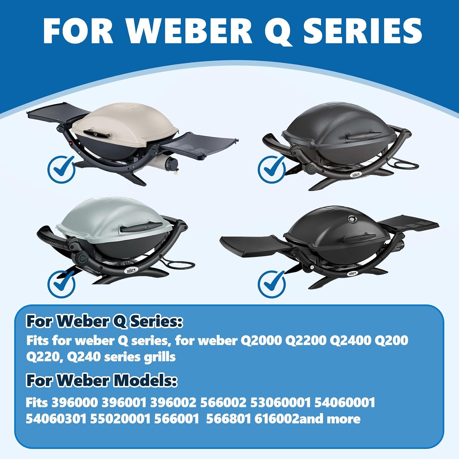 SafBbcue 7583 Cast Iron Cooking Grates 41862 Grill Burner for Weber Q200 Q220 Q2000 Q2200 396000 396001 566002 53060001 Grills, 21.5" Grill Grids Grates 20.5" Burner Tube Kit for Weber 7645 60041