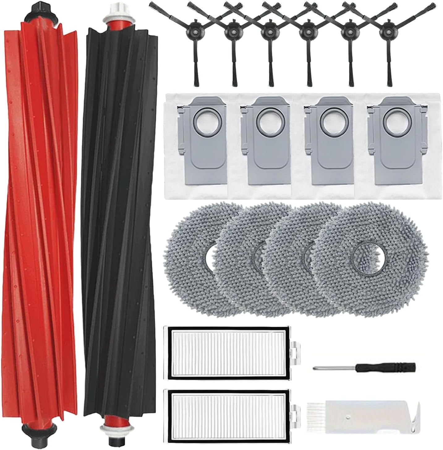 Vacuum Cleaner Replacement Parts Compatible with Roborock Qrevo Master / P10s Pro / V20 Accessories Main Brush,HEPA Filter,Dust Bags,Mop Pads and Side Brush Accessory Replacement Kits (16 Pack)