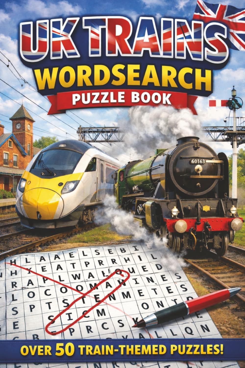 UK Trains Word Search Puzzle Book | Over 50 Train-Themed Wordsearch Puzzles: Featuring Famous Locomotives, Railway History, Stations & Railways of Britain plus facts on every puzzle
