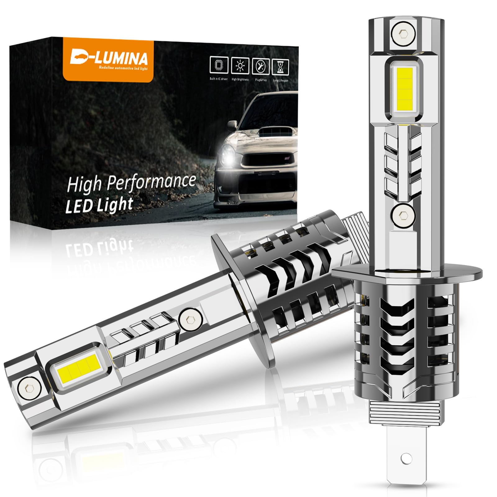 D-Lumina H1 LED Canbus Lampa, 100 W, 10000 lm 6500 K chip, super jasne, halogenowe żarówki LED, wodoodporny IP68 i zaawansowany system chłodzenia, 2 sztuki
