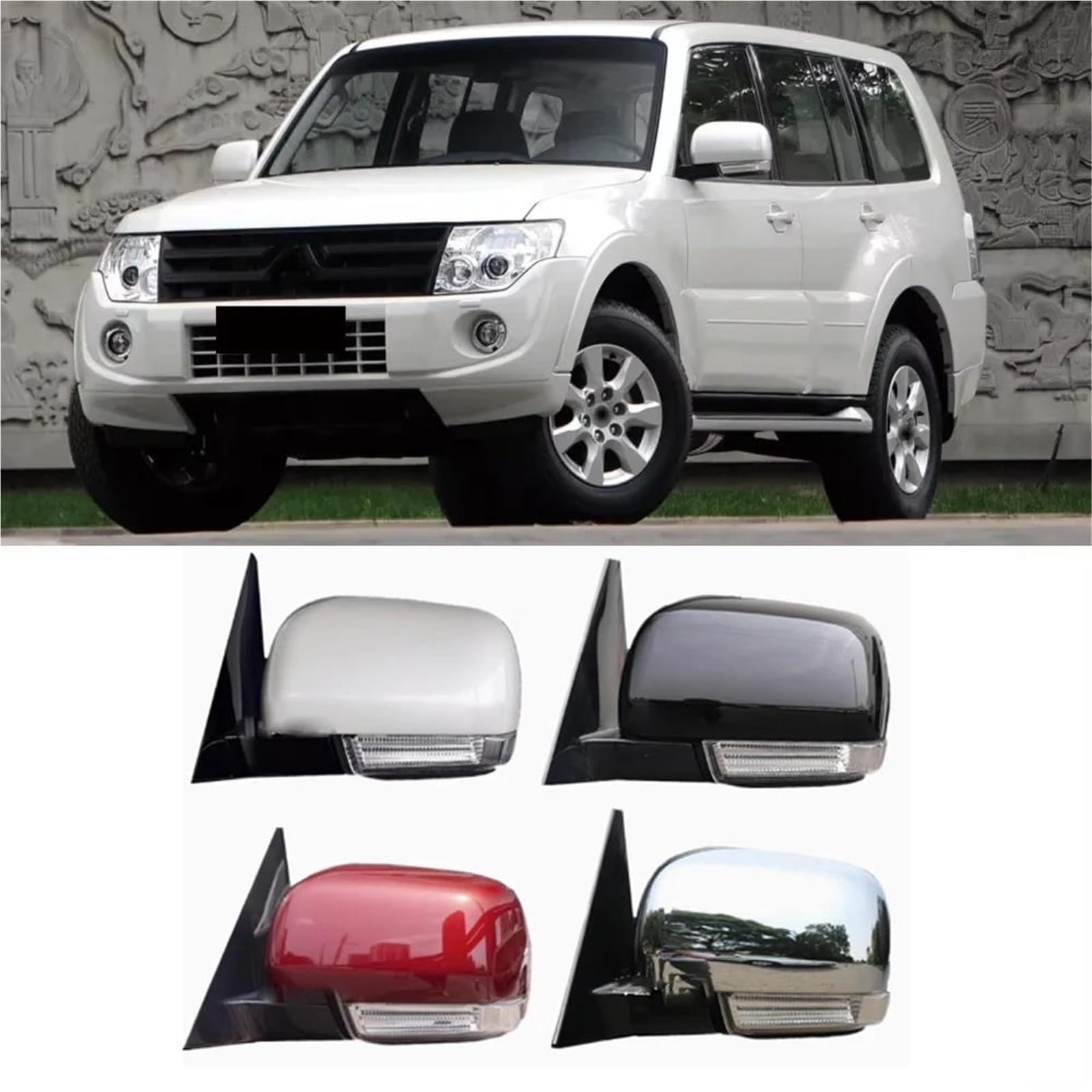 Retrovisor Exterior Coche Conjunto Para Mitsubishi Para PAJERO 4 IV 2007-2016 10Wire Side Para Montero Auto Espejo Retrovisor Lateral Con Plegable Eléctrico(10pin right black)