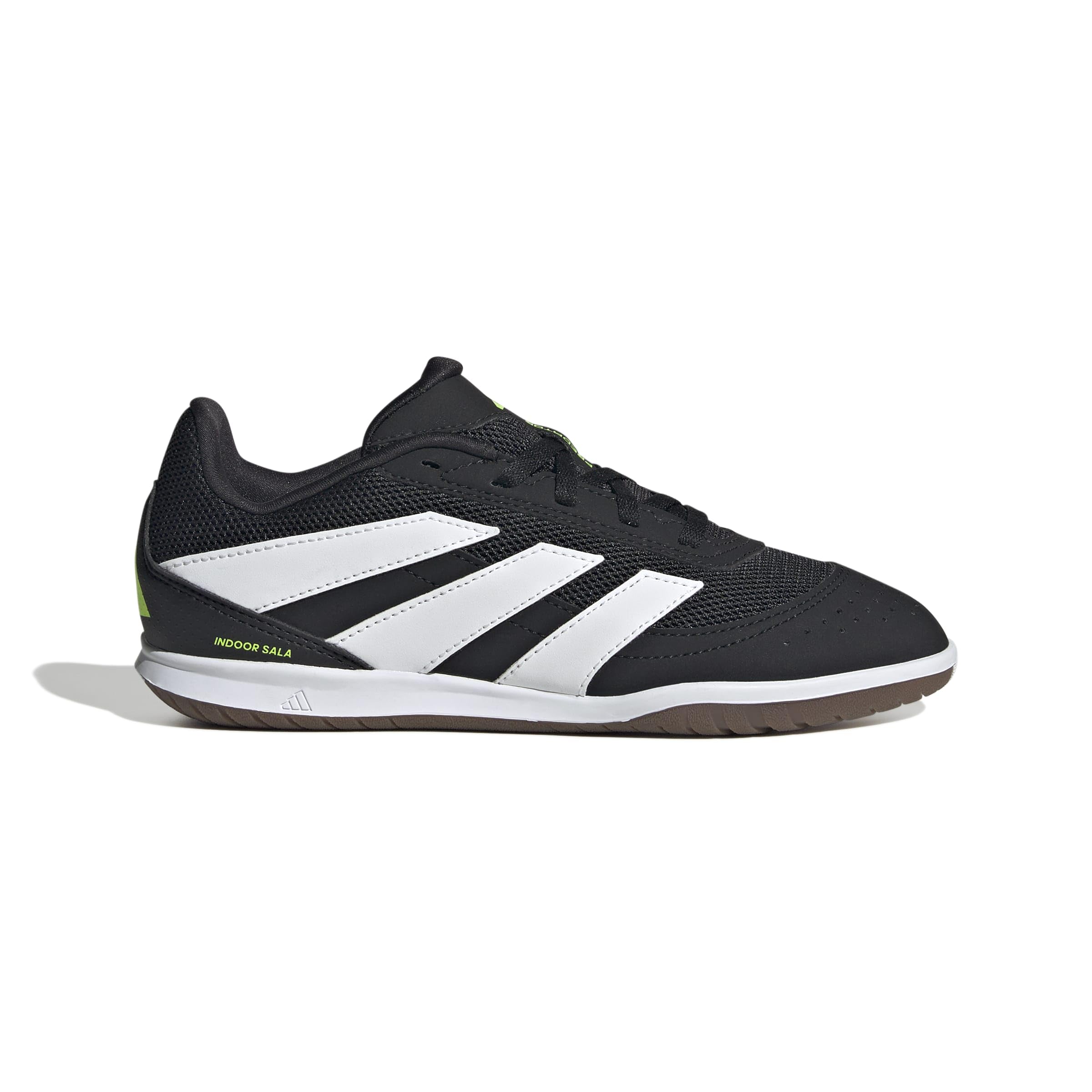 adidas Club Predator Indoor Sneaker, Black/White/Lucid Lemon, 5.5 US Unisex Big Kid