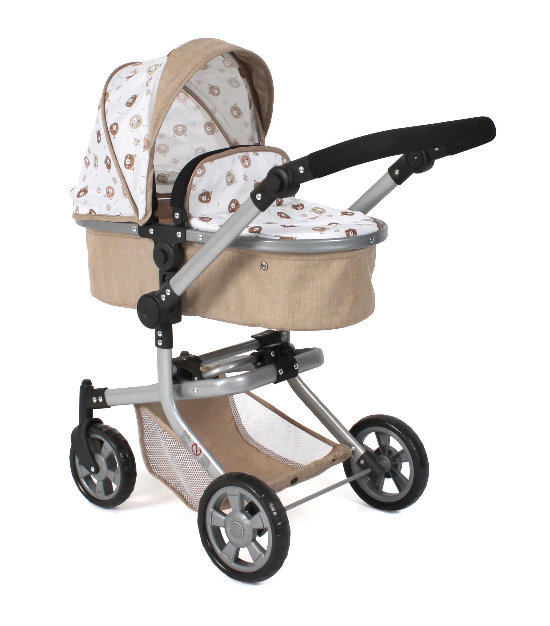 Bayer Chic 2000 - Poppenwagen Mika, 2-in-1 combipoppenwagen voor kinderen van 4 tot 8 jaar, kinderwagen voor poppen tot 52 cm, marineblauw