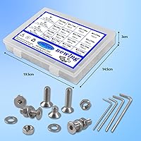 Vista 4 de newlng 1065 piezas M2 M3 M4 M5 Juego de tornillos, pernos y tuercas, arandelas planas de botón hexagonal, llave de casquillo hexagonal y tornillos
