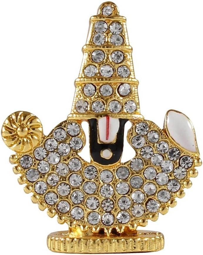 GCT Tirupati Balaji Idol Lord Venkateswara Idol (B-30) Gold Metal Statue For Home Décor Car Dashboard Mandir Pooja Murti Temple Puja Office Table Showpiece, Birthday