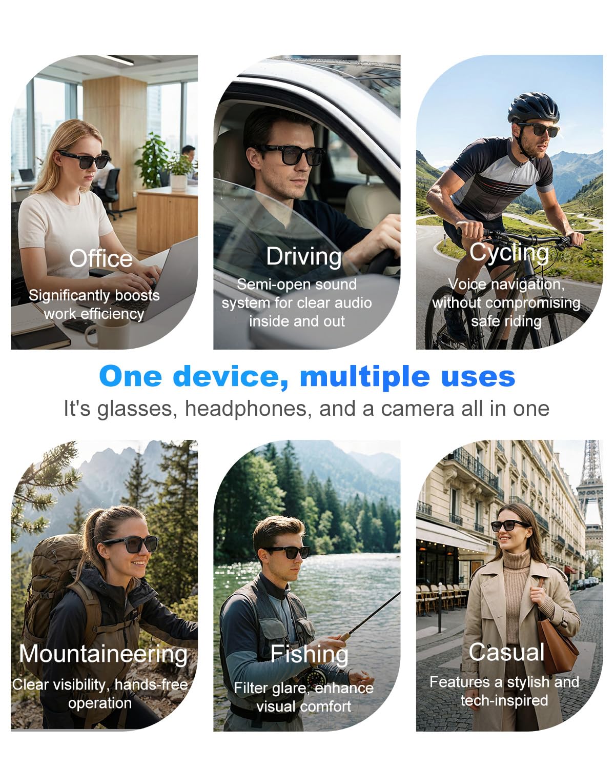 Gafas Inteligentes 2026 Con Cámara y Bluetooth, 8 Mpx, 32 GB, HD 1200p, Con Funciones de Grabación de Fotos, Vídeo y Audio, Traducción en Tiempo Real, Asistente de Voz y Reconocimiento de Objetos