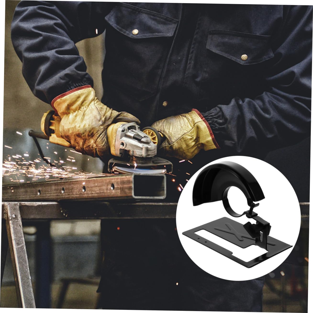 Angle Grinder Cutting Stand Holder Protector for Support Bracket | Black High Carbon Steel, Strong Adaptability, Easy Installation, Compact Storage, Portable Use for Workshop Tasks
