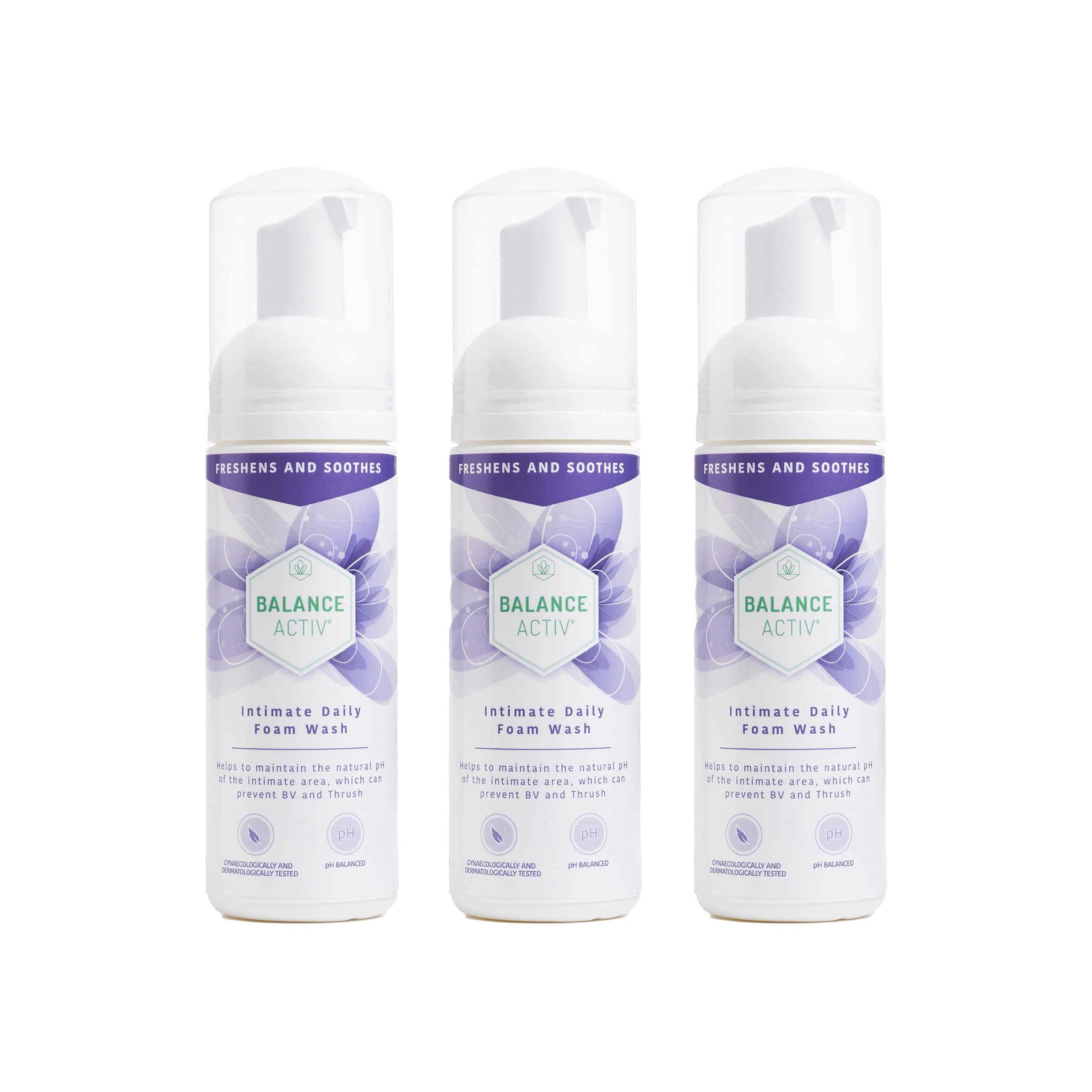 Balance Activ pH Balanced Intimate Daily Foam Wash, Relieves Vaginal and Vulval Discomfort (150ml), 3 Pack