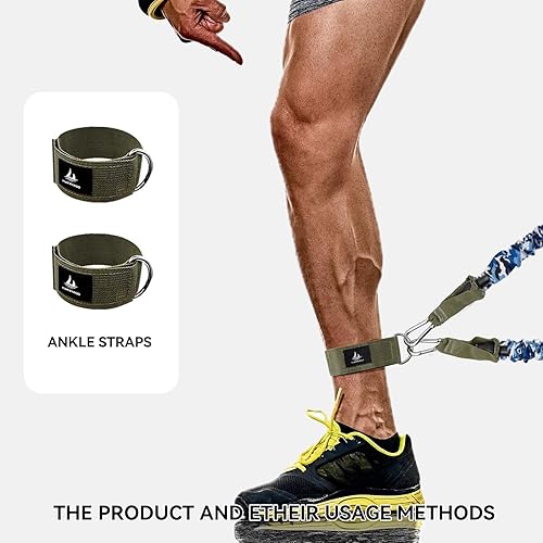 Miniatura 7 de Bandas de resistencia, juego de bandas elásticas para ejercicio, bandas de entrenamiento de 40 libras a 80 libras con asas, mangas protectoras,