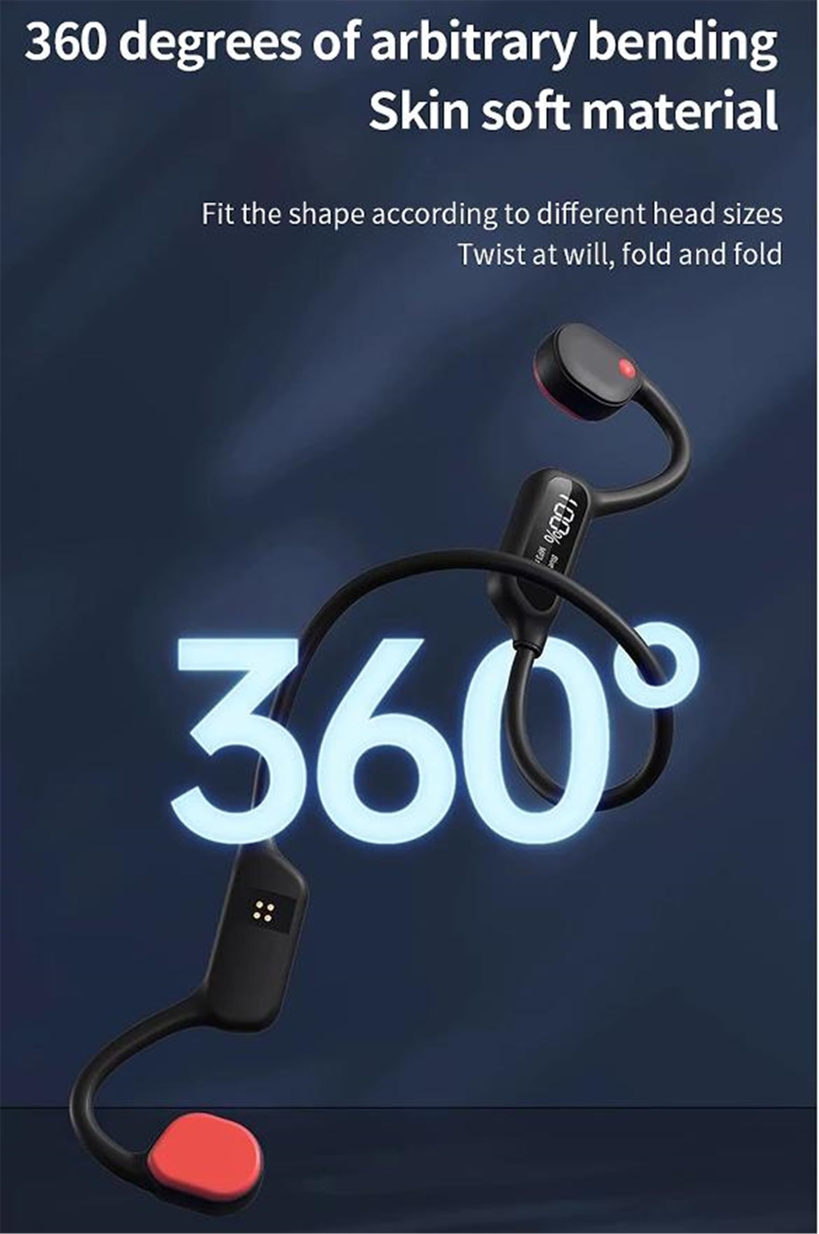 Przewodnictwo kostne Bluetooth 5.3 słuchawki bezprzewodowe IPX8 wodoodporny zestaw słuchawkowy 32 GB odtwarzacz MP3 pływanie zaczep na ucho z wyświetlaczem mocy mikrofonu (biały)