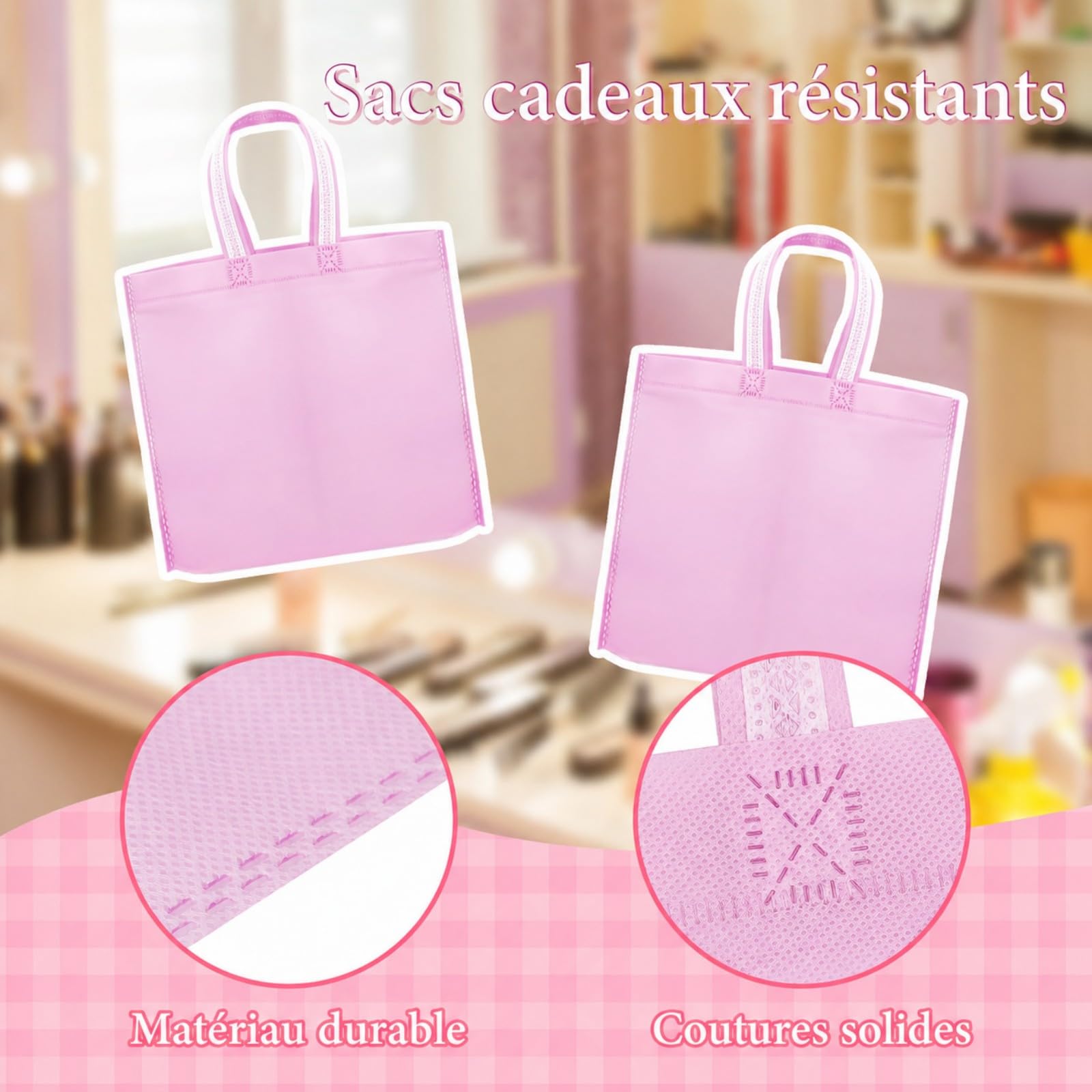 48 Pièces Kit Fête Spa Fille, Accessoires Soirée Pyjama avec Bandeaux, Bracelets, Masques de Sommeil, Chouchous et Sacs, Cadeaux Invités Anniversaire Enfant (Rose, Taille Unique)
